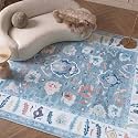 Fame Rugs Teal Modern Oushak Rug 3x5, Washable Vintage Turkish Colorful Oriental Antique Inspired Foldable Small Area Rugs, Luxury Living Room Bedroom (995T, 2'6" x 5')