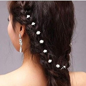 lovely crystal rhinestone flower hairpins accessories for women -12 pieces setsilver