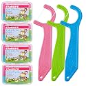 FAMILIFE Floss Picks, 200 Count Kids Flossers Fluoride Free 4 Travel Cases