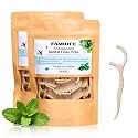 FAMILIFE Floss Picks, 200 Count Mint Plant Based Dental Floss Eco-Friendly