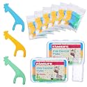 FAMILIFE Floss Picks, 204 Count Kids Flossers Fluoride Free 4 Travel Cases