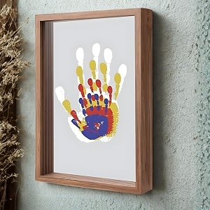 family handprint kit baby with full family handi print photo frame gift set 5 transparent glass12 paint amp brush non-toxic paints brown
