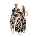 Family Matching Hawaiian Clothes, Hibiscus Black