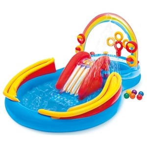 family playcenter for kids childrens and toddlers to fun and enjoyment in backyard in vacations having inflatable toys and games with multiple designs rainbow ring playcenter 57453