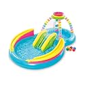 Family Playcenter for Kids, Childrens and Toddlers to Fun and Enjoyment in Backyard in Vacations, Having Inflatable Toys and Games with Multiple Designs (Rainbow Funnel Playcenter 56137)