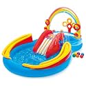Family Playcenter for Kids, Childrens and Toddlers to Fun and Enjoyment in Backyard in Vacations, Having Inflatable Toys and Games with Multiple Designs (Rainbow Ring Playcenter 57453)