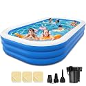 Family Pool Inflatable with Pump - 136'' x 72'' x 22'' Swimming Lounge Pools for Adults Family (sea Blue)
