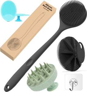 famire silicon shower bath back brushbody scrubberface scrubberscalp massagerhooks 5 items in the set