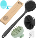 Famire Silicon Shower Bath Back Brush+Body Scrubber+Face Scrubber+Scalp Massager+Hooks (5 Items in the set)