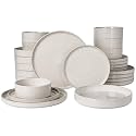 Famiware Nebula 24-Piece Dinnerware Set with Pasta Bowls, Creamy White