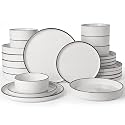 Famiware Nebula 24-Piece Stoneware Dinnerware Set with Pasta Bowls