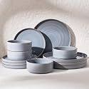 Famiware Stellar 12-Piece Stoneware Dinnerware Set, Blue Gray