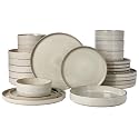 Famiware Stellar 24-Piece Dinnerware Set with Pasta Bowls, Matcha Green