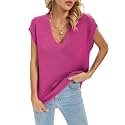 Famulily Deep V Neck Tanks for Women Casual Cap Sleeve Sweater Vest Summer Ribbed Knitted Tank Tops