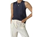 Famulily Women's Summer Knit Tank Top Sleeveless Hollow Out Tops Round Neck Crochet Knitted Cami Shirts