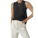 Famulily Women's Summer Knit Tank Top Sleeveless Hollow Out Tops Round Neck Crochet Knitted Cami Shirts