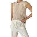 Famulily Women's Summer Knit Tank Top Sleeveless Hollow Out Tops Round Neck Crochet Knitted Cami Shirts