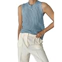 Famulily Women's Summer Knit Tank Top Sleeveless Hollow Out Tops Round Neck Crochet Knitted Cami Shirts