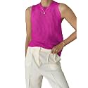 Famulily Women's Summer Knit Tank Top Sleeveless Hollow Out Tops Round Neck Crochet Knitted Cami Shirts