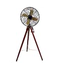 Light It Up - Brass Antique Electric Moter Floor Fan on Wooden Tripod Stand | Handmade Vintage Style Modern Twist Pedestal Fan For Home Decor ((Fan With Wooden Stand Multicolore))