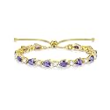 FANCIME 14K Gold Plated Silver Bolo Adjustable Tennis Bracelet for Women
