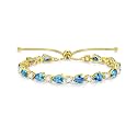FANCIME 14K Gold Plated Silver Bolo Adjustable Tennis Bracelet for Women