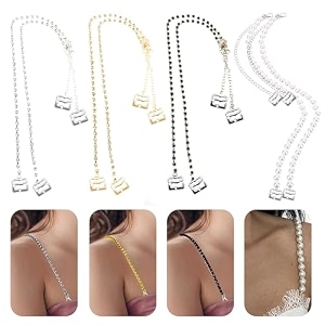 fancy adjustable bra straps for women  stylish amp comfortable for dresses amp tops  diamond amp pearl design non-slip bling shoulder straps for wedding amp party outfit