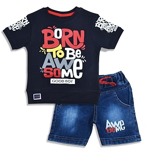 Fancy Kids Pure Cotton T-Shirt And Denim