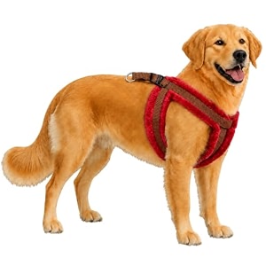 fancy soft fur padded dog body harness adjustable nylon fabric pet harness  for 02-04 kilograms dogs xs brown-red