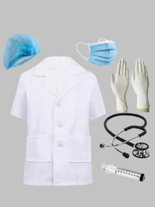 fancy steps doctor coat half sleeve with accessories set and cap gloves for kids kids costume wear