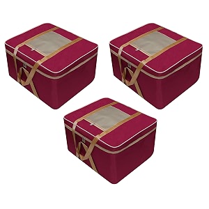presents big size underbed water water proof storage bagstorage organizer for storing blanket clothes with zipper closure and handle maroon 3