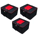 Presents Big Size Underbed Water Water Proof Storage Bag/Storage Organizer for Storing Blanket, Clothes with Zipper Closure and Handle (Red, 3)