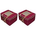 Presents Big Size Underbed Water Water Proof Storage Bag/Storage Organizer for Storing Blanket, Clothes with Zipper Closure and Handle (Maroon, 2)