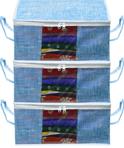 fancy walas presents001 saree cover storage bags for clothes with primum quality saree cover fancy saree cover with zip combo offer low price  cloth organizer for wardrobe fw230_blue_pk03