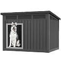 Fancyango Large Dog House with Weatherproof Roof for Indoor & Outdoor Use - Big Dog House for Large Medium Dogs(42.8" L x 33" W x 31.5" H) Black