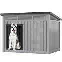 Fancyango Large Dog House with Weatherproof Roof for Indoor &amp; Outdoor Use - Big Dog House for Large Medium Dogs(42.8" L x 33" W x 31.5" H) Grey
