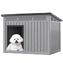 Fancyango Medium Dog House for Indoor &amp; Outdoor Use - Weatherproof Roof, Fits Small to Medium Dogs (32.1" L x 25.1" W x 24" H) - Grey