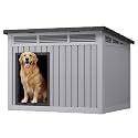 Fancyango Outdoor Dog House for Large Dogs, Outside Dog House with Weatherproof Roof, XL Dog House (Classic Grey, 43" L x 33" W x 32" H)