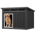 Fancyango Outdoor Dog House for Large Dogs, Outside Dog House with Weatherproof Roof, XL Dog House (Classic Black, 43" L x 33" W x 32" H)