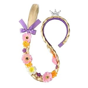 fancydresswale long hair princess hairpiece long 2934 cosplay braided wigs for girls princess dress up accessories purple yellow crown