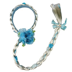 fancydresswale long hair princess hairpiece long 2934 cosplay braided wigs for girls princess dress up accessories light blue