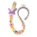 FancyDressWale Long Hair Princess Hairpiece Long 29" Cosplay Braided Wigs for Girls Princess Dress Up Accessories (Purple Yellow Crown)
