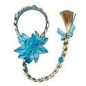 FancyDressWale Long Hair Princess Hairpiece Long 29" Cosplay Braided Wigs for Girls Princess Dress Up Accessories (Blue Large Flower)