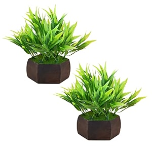 fancymart artificial bamboo leaves plant with wood hexagon pot pack of 2 brown height 165 cm artificial plants for home decor decoration items small