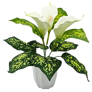 fancymart artificial calla lily flower with plastic pot white 1 piece home and office dcor artificial flora -8449