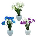fancymart Artificial Potted Grass Flowers Plants, Set of 3 Pack Artificial Grass Plant Small Indoor Potted, Small Faux Plants for Home Decor | Office Decor | Wall Decore