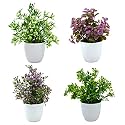 fancymart Artificial Potted Plants Set of 4 Pack Artificial Bonsai Leaves Plant Small Indoor Potted, Small Faux Plants for Home Décor