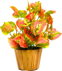 fancymart faux leaves in wooden pot appeal of your interior dcor bonsai artificial plant  with pot 13 cm green red