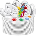 FANDAMEI 20 PCS Oval Paint Tray Palettes, Plastic Paint Tray Palette, Paint Palette Paint Pallets with Thumb Hole, Paint Holder Tray for Kids, Paint Trays for Kids, Paint Trays for Acrylic Paint