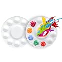 FANDAMEI Paint Palette, Paint Trays for Kids, Paint Pallets with 10 Wells for Adults &amp; Kids, Round Paint Tray Palettes, Plastic Paint Tray Palette, for Painting or DIY Craft Class, White, 2 PCS